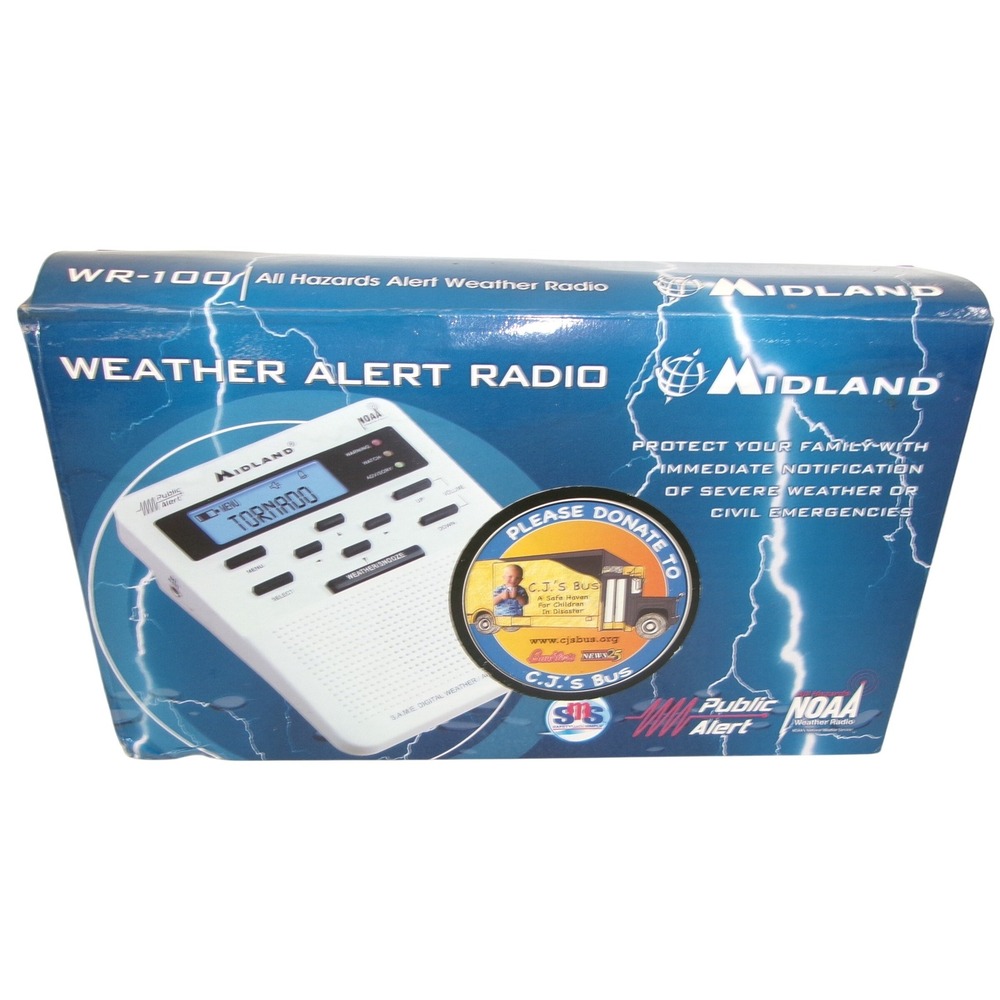 Midland WR-100 All Hazards Weather Alert Radio NOAA SAME Digital White New Box